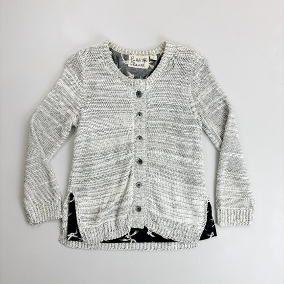 Anthropologie Sweaters - ANTHROPOLOGIE Field & Flower Bird Cardigan Medium Cozy Knit Whimsical Gray Flaw